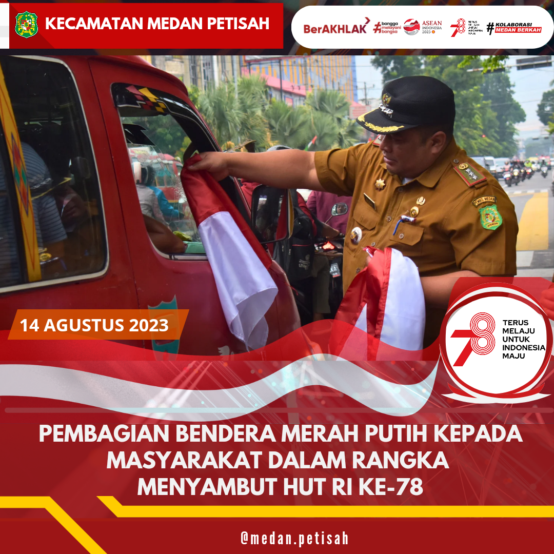 Pembagian Bendera Merah Putih Kepada Masyarakat Dalam Rangka Menyambut HUT RI KE-78